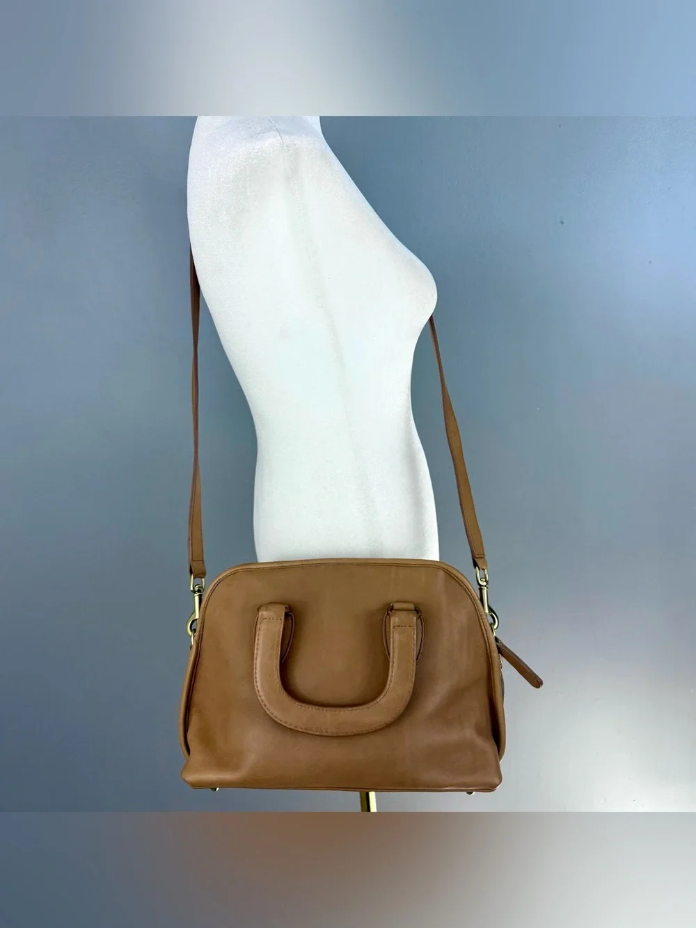 Vintage Coach Baxter Stone Light Tan Leather Satchel Doctor Bag Purse Crossbody